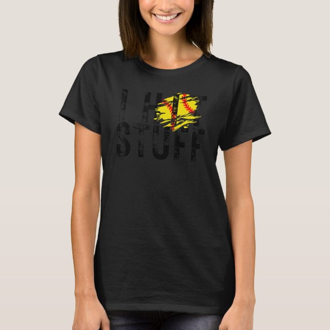Ich traf Stuff Softball Player Homerun Batter Soft T-Shirt (Vorderseite)