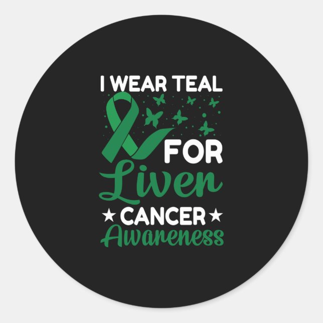 Ich trage Aquamarin für Leberkrebs Runder Aufkleber (Vorderseite)