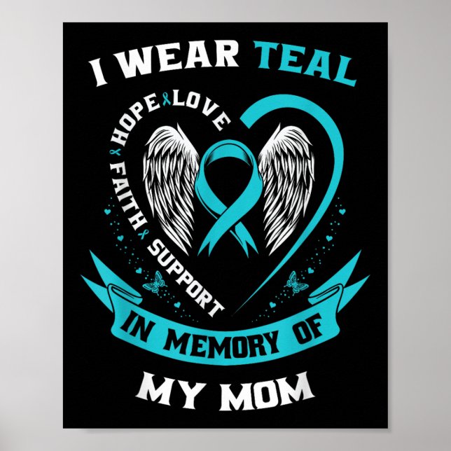Ich trage Aquamarin für meine Mama Ovarialkarzinom Poster (Vorne)