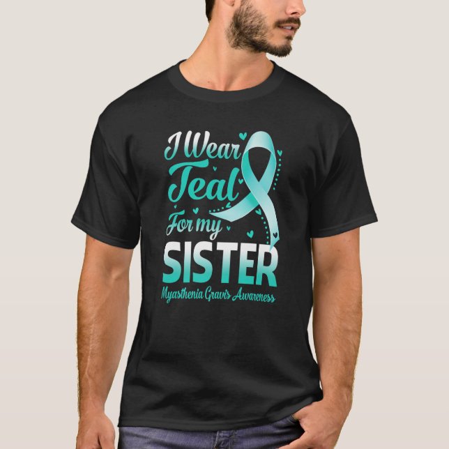 Ich trage Aquamarin für meine Schwester Myasthenia T-Shirt (Vorderseite)