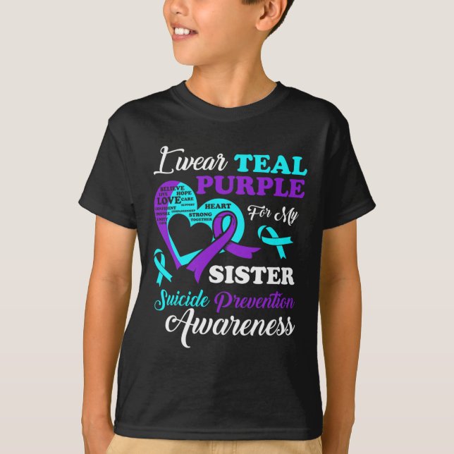 Ich trage Aquamarin Lila für meine Schwester Suizi T-Shirt (Vorderseite)