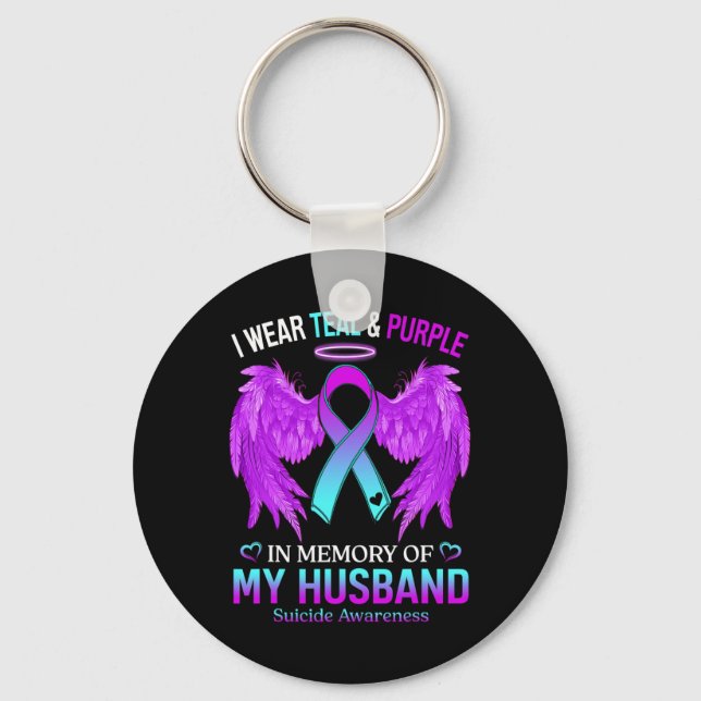 Ich trage Aquamarin Lila in Erinnerung an meinen S Schlüsselanhänger (Vorderseite)