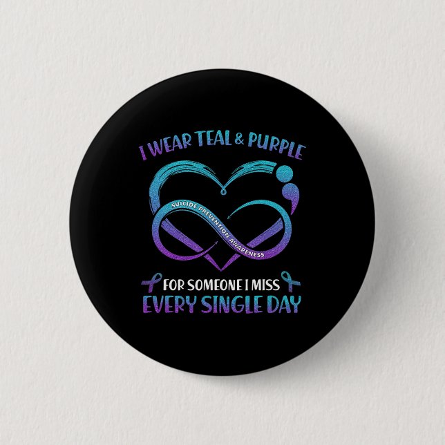 Ich trage Aquamarin und Lila für jemanden, den ich Button (Vorderseite)