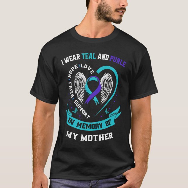 Ich trage Aquamarin und Lila für meine Mama Mutter T-Shirt (Vorderseite)