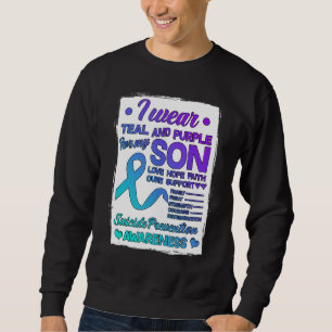 Ich trage Aquamarin und Lila für meine Sohn Suizid Sweatshirt