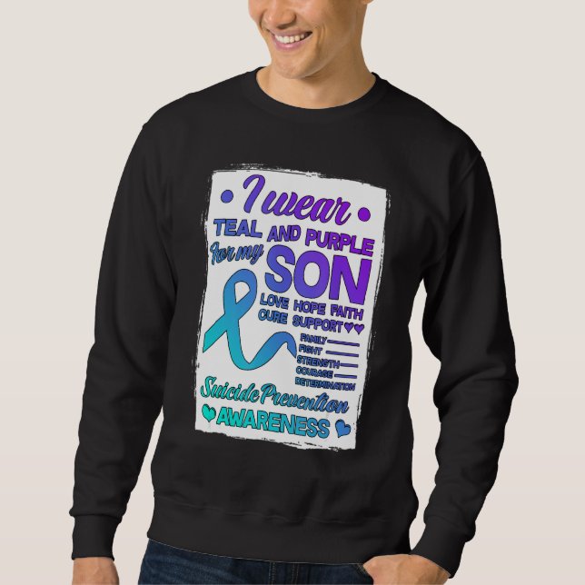 Ich trage Aquamarin und Lila für meine Sohn Suizid Sweatshirt (Vorderseite)