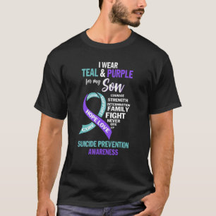 Ich trage Aquamarin und Lila für meine Sohn Suizid T-Shirt