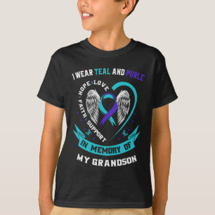 Ich trage Aquamarin und Lila für meinen Grandson S T-Shirt