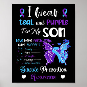 Ich trage Aquamarin und Lila für meinen Sohn Suizi Poster