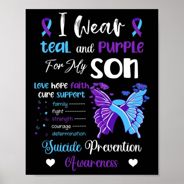 Ich trage Aquamarin und Lila für meinen Sohn Suizi Poster (Vorne)