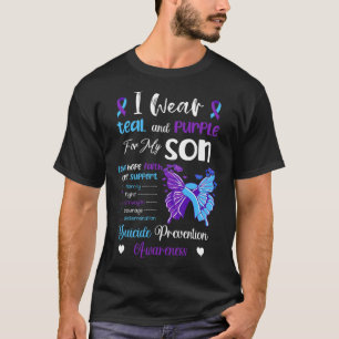 Ich trage Aquamarin und Lila für meinen Sohn Suizi T-Shirt