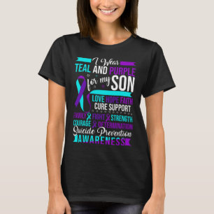 Ich trage Aquamarin und Lila für meinen Sohn Suizi T-Shirt