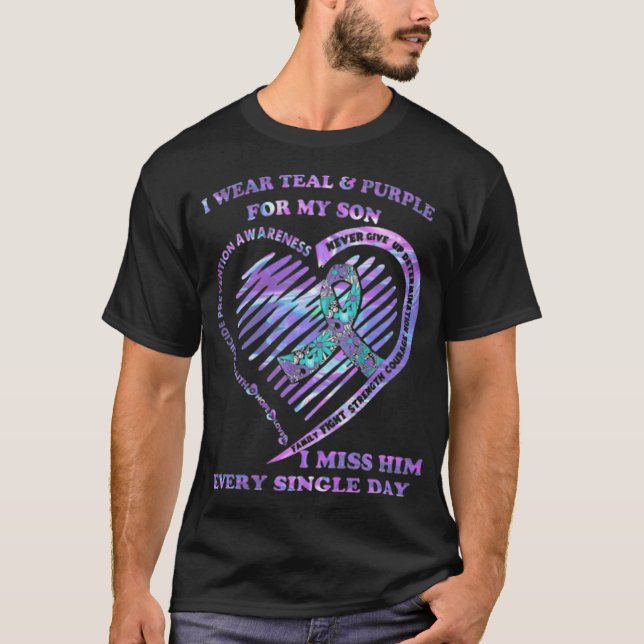 ICH TRAGE AQUAMARIN UND LILA FÜR MEINEN SOHN T-Shirt (Vorderseite)
