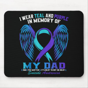 Ich trage Aquamarin und Lila für meinen Vater Selb Mousepad