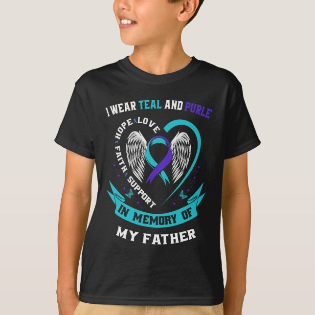 Ich trage Aquamarin und Lila für meinen Vater Vate T-Shirt (Vorderseite)