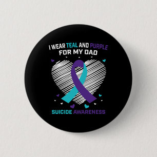 Ich trage Aquamarin und Lila für Vater Selbstmord Button