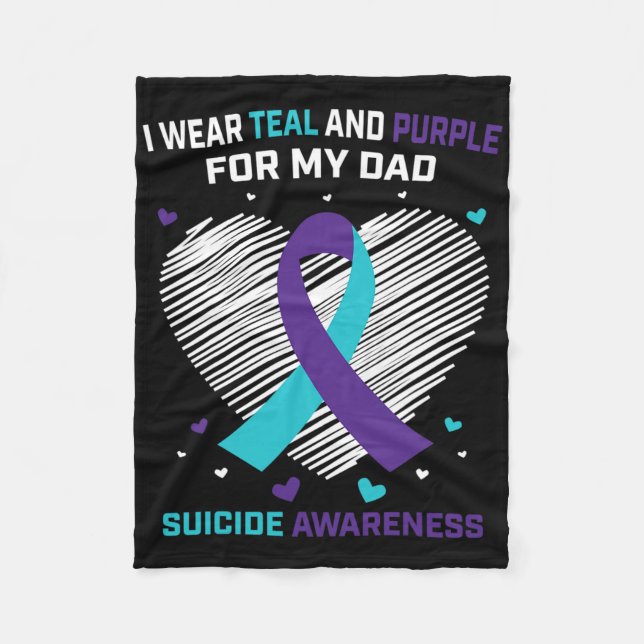 Ich trage Aquamarin und Lila für Vater Selbstmord  Fleecedecke (Vorderseite)