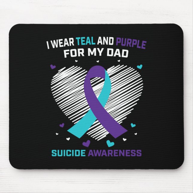 Ich trage Aquamarin und Lila für Vater Selbstmord  Mousepad (Vorne)