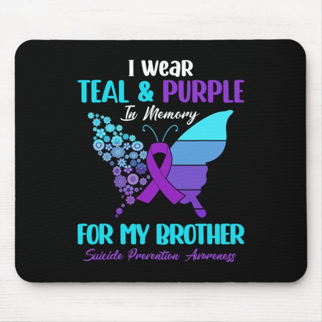 Ich trage Aquamarin und Lila im Gedenken an die Br Mousepad (Vorne)