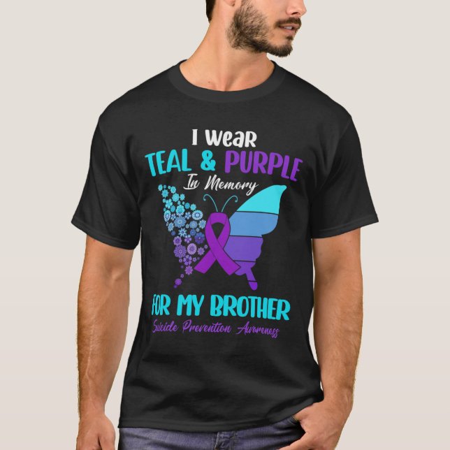 Ich trage Aquamarin und Lila im Gedenken an die Br T-Shirt (Vorderseite)