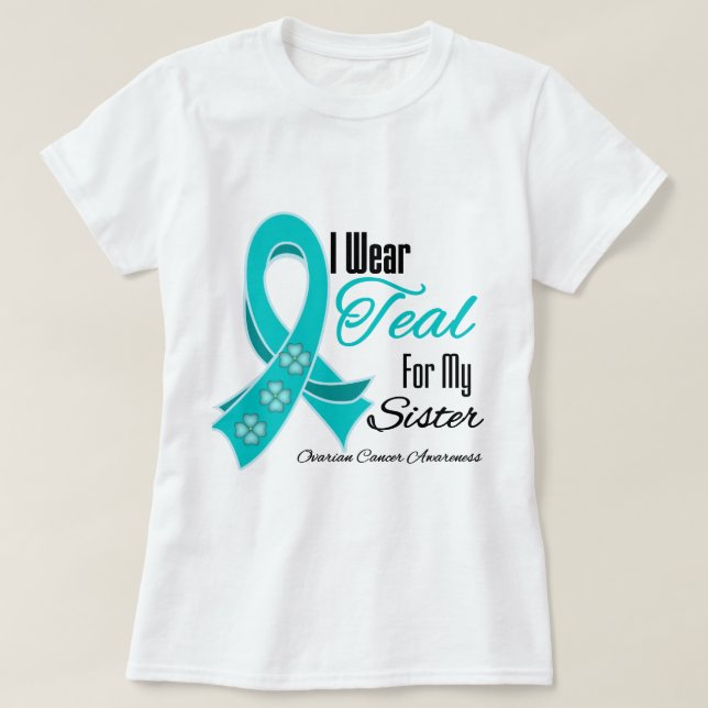 Ich trage aquamarine Band-Eierstockkrebs-Schwester T-Shirt (Design vorne)
