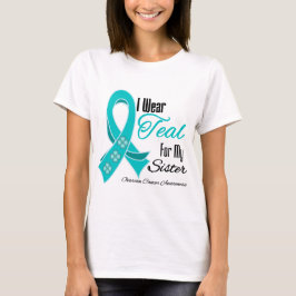 Ich trage aquamarine Band-Eierstockkrebs-Schwester T-Shirt