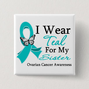 Ich trage aquamarine Band-Schwester-Eierstockkrebs Button