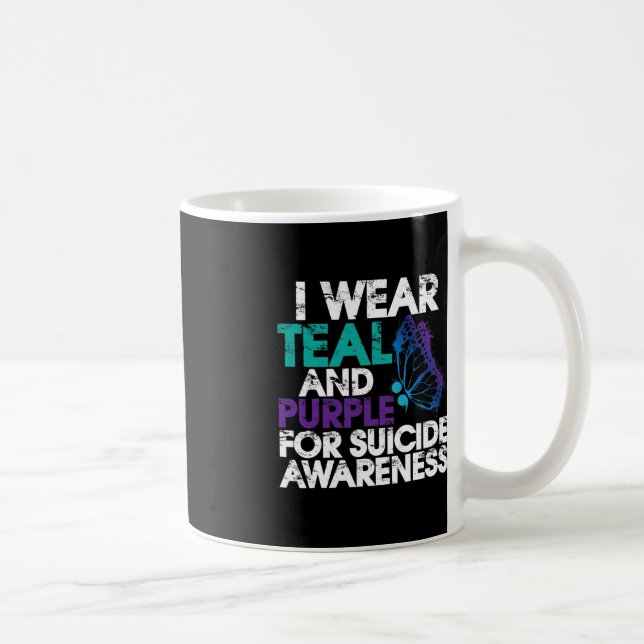 Ich trage Aquamarine und Lila Unterstützung Selbst Kaffeetasse (Rechts)
