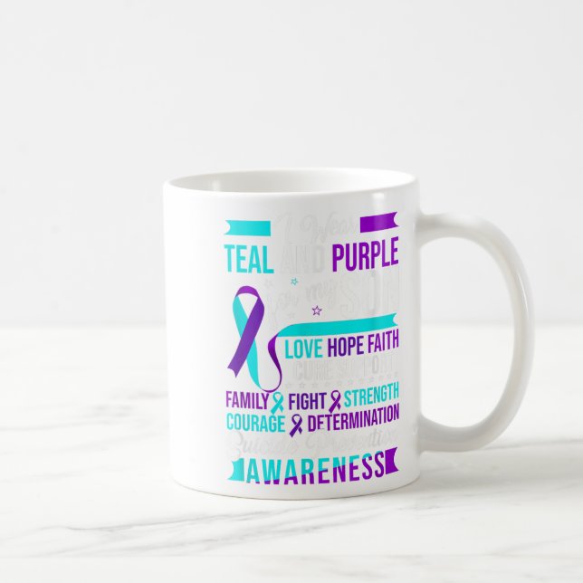 Ich trage Aquamarinen &amp; Lila für meinen Sohn S Kaffeetasse (Rechts)