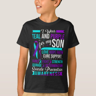 Ich trage Aquamarinen &amp; Lila für meinen Sohn S T-Shirt