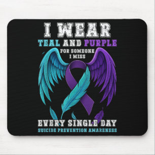 Ich trage Aquamarinen & Lila Ribbon Suizidpräv Mousepad