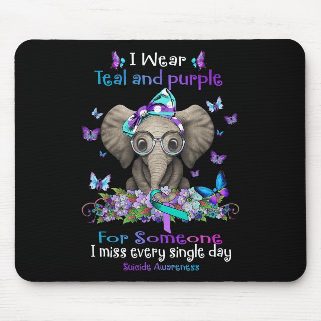 Ich trage Aquamarinen und Lila Selbstmordbewusstse Mousepad (Vorne)