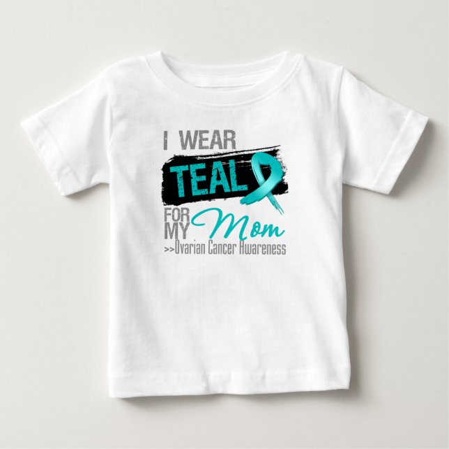 Ich trage aquamarines Band für meinen Baby T-shirt (Vorderseite)