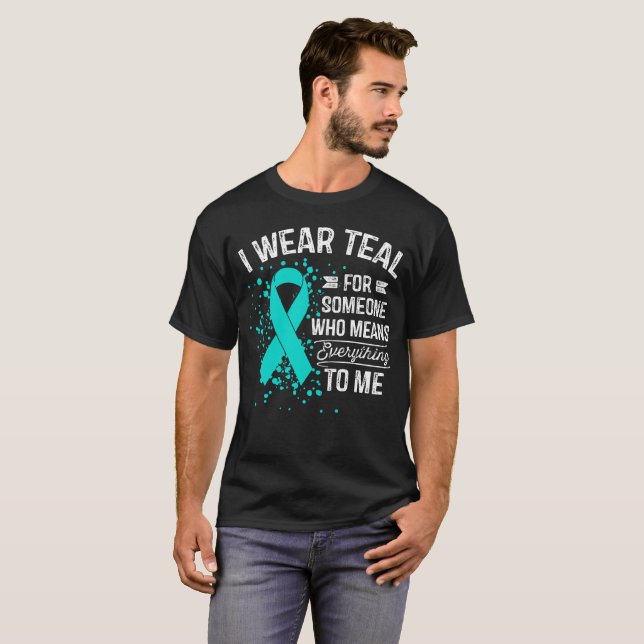 Ich trage aquamarines - Bewusstseins-aquamarines T-Shirt (Vorne ganz)