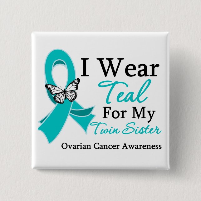 Ich trage Aquamarines Ribbon-Zwillingsschwester Ov Button (Vorderseite)