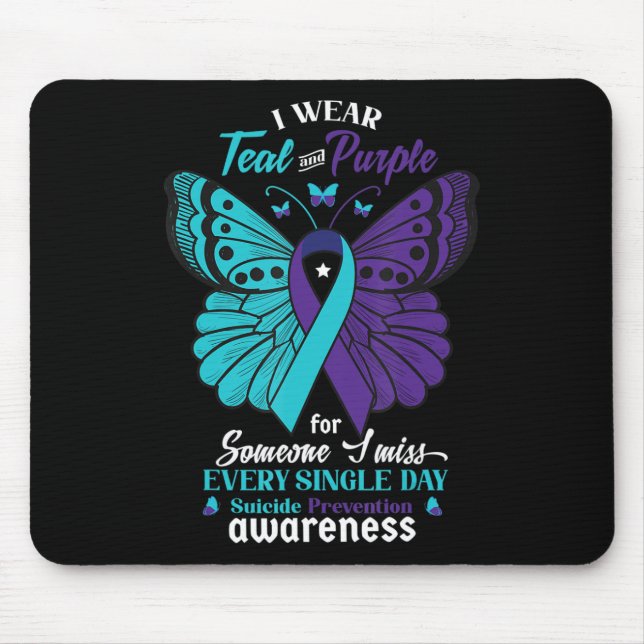 Ich trage Aquamarines und Lila Selbstmordbewusstse Mousepad (Vorne)