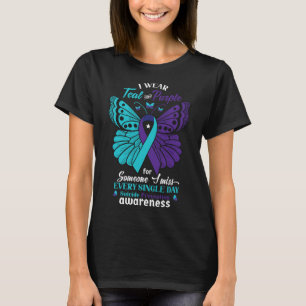Ich trage Aquamarines und Lila Selbstmordbewusstse T-Shirt