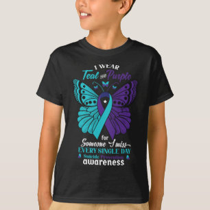 Ich trage Aquamarines und Lila Selbstmordbewusstse T-Shirt