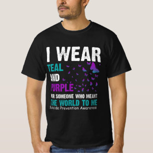 Ich trage Aquamarines und Lila Selbstmordbewusstse T-Shirt
