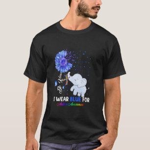 Ich trage Blau Autismus-Bewusstsein - Elefant Auti T-Shirt