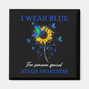 Ich trage Blau für Ataxie Awareness Sonnenblumen T Magnet