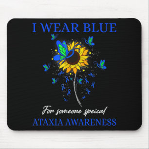 Ich trage Blau für Ataxie Awareness Sonnenblumen T Mousepad