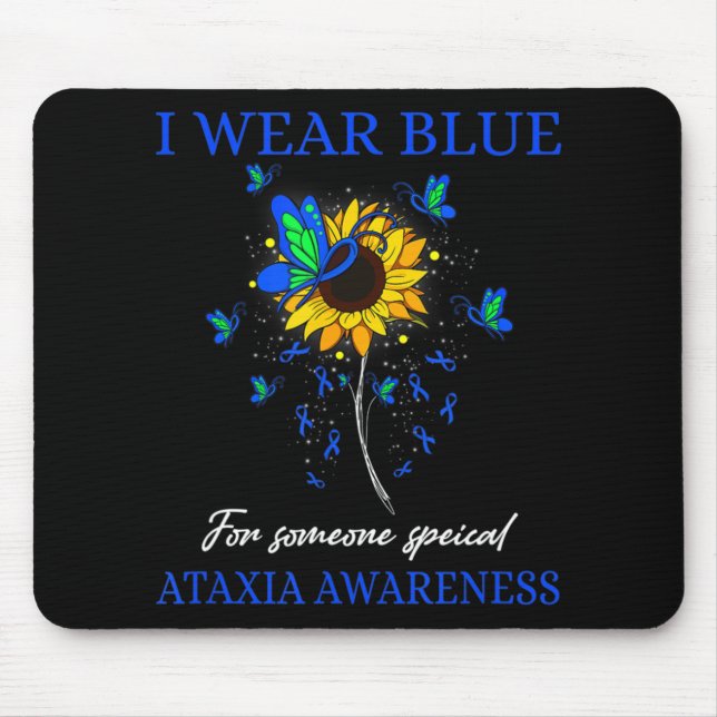 Ich trage Blau für Ataxie Awareness Sonnenblumen T Mousepad (Vorne)