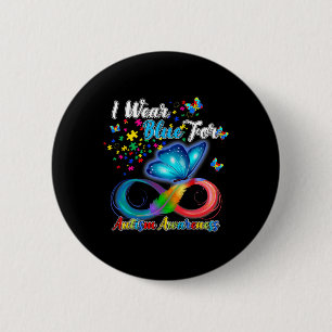 Ich trage Blau für Autismus Aufklärung Monat Schme Button