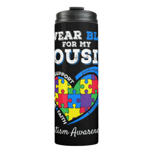 Ich trage Blau für Autismus Awareness Family Thermosbecher