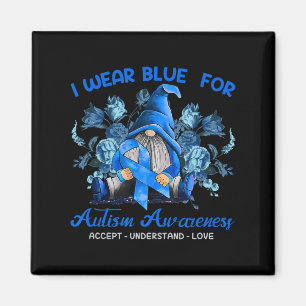 Ich trage Blau für Autismus Bewusstsein akzeptiere Magnet