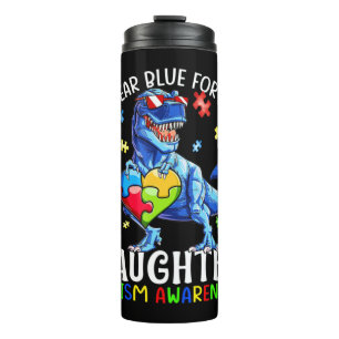Ich trage Blau für Autismus Bewusstsein, Autismus Thermosbecher