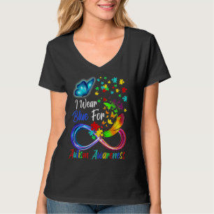Ich trage Blau für Autismus-Bewusstsein Schmetterl T-Shirt