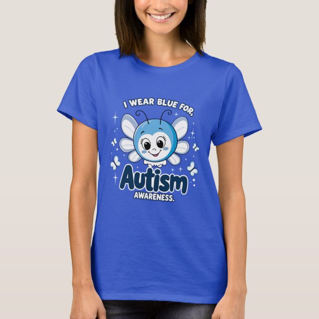 Ich trage blau für Autismus-Bewusstsein T-Shirt (Vorderseite)