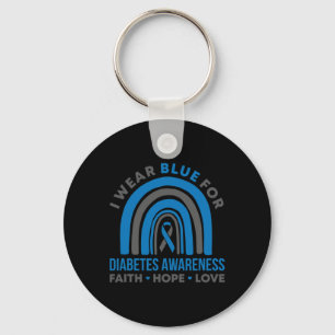 Ich trage Blau für Diabetes Awareness Month Rainbo Schlüsselanhänger